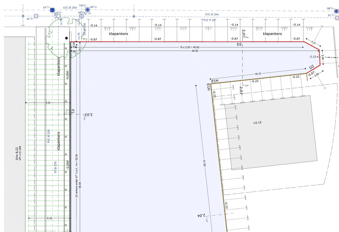 Damwand tekening en ontwerp